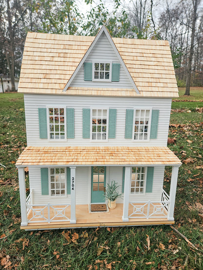 SOLD "Serene Seas" - Fully Furnished Dollhouse With Modern Miniature Furniture and Decor, 1:12 Scale Modern Dollhouse