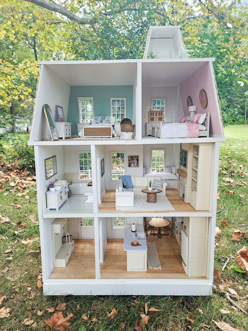 SOLD "Sweet Magnolia" - Custom Fully Furnished Dollhouse With Modern Miniature Furniture and Decor, 1:12 Scale Modern Dollhouse
