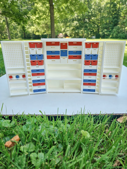 Dollhouse Miniature Craft Cabinet with Opening Doors and Drawers, 1:12 Scale Craft Cabinet