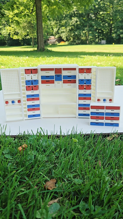 Dollhouse Miniature Craft Cubby with Drawers, 1:12 Scale Craft Cabinet