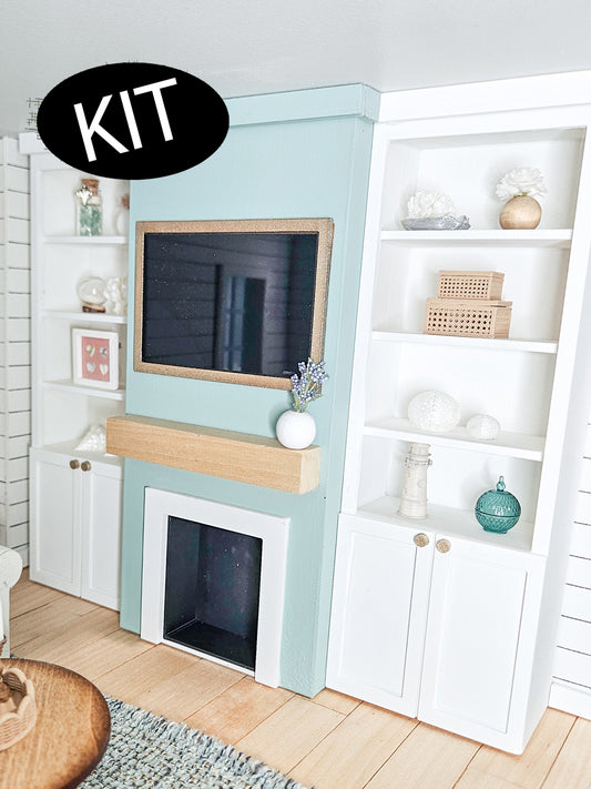 Dollhouse Miniature Fireplace KIT, Dollhouse Entertainment Center, Mini Decor, Dollhouse Accessories, Mini Fireplace, 1:12 Scale