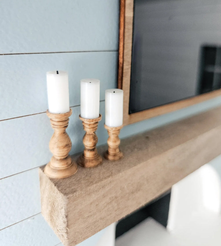 Dollhouse Miniature Candle Sticks and Candles, Mini Candles, Dollhouse Candles, Mini Pillar Candles, 1:12 Scale, Faux Stained Candle Sticks