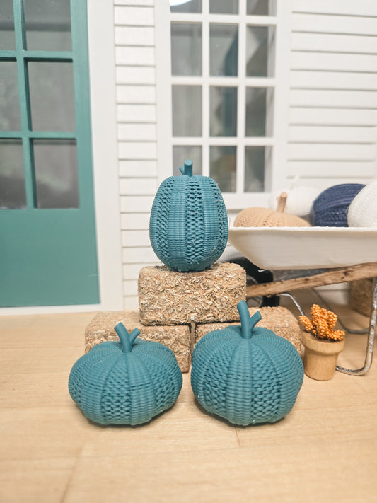 Dollhouse Miniature Wicker Pumpkins, Dollhouse Pumpkins, Mini Fall Decor, Dollhouse Accessories, 1:12 Scale