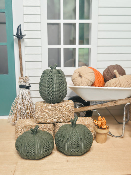 Dollhouse Miniature Wicker Pumpkins, Dollhouse Pumpkins, Mini Fall Decor, Dollhouse Accessories, 1:12 Scale