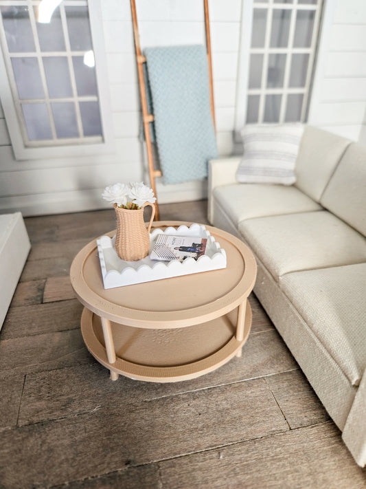 Dollhouse Miniature Scalloped Tray, Dollhouse Basket, Mini Decor, Dollhouse Accessories, Mini Scalloped Basket, 1:12 Scale