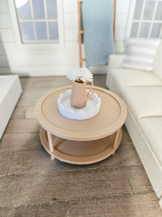 Dollhouse Miniature Scalloped Tray, Dollhouse Basket, Mini Decor, Dollhouse Accessories, Mini Scalloped Basket, 1:12 Scale