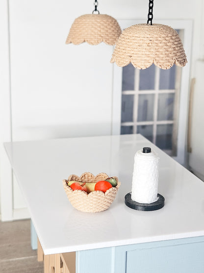 Dollhouse Miniature Wicker Bowl, 1:12 Scale, Mini Kitchen Bowl