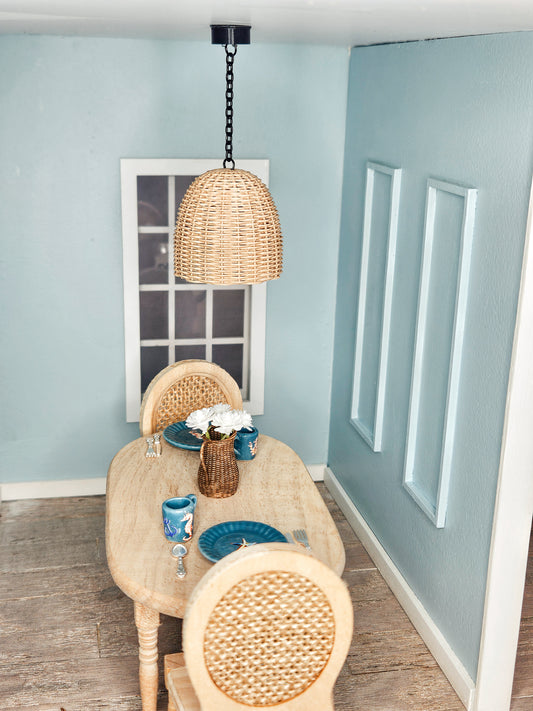 Dollhouse Miniature Large Wicker Light, 1:12 Scale, Mini Kitchen Light, Dollhouse Light, Dollhouse Decor, Mini Rattan Light (Copy)