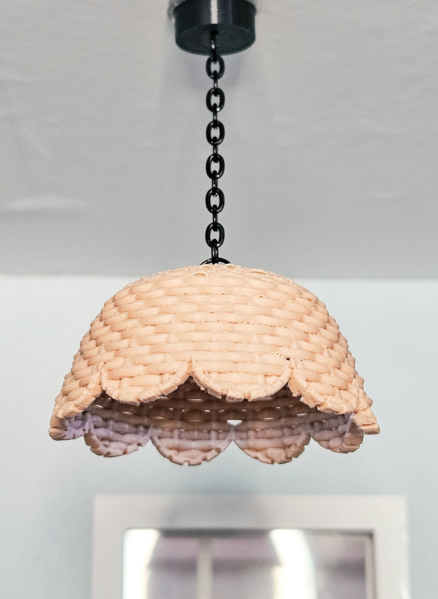 Dollhouse Miniature Large Wicker Light, 1:12 Scale, Mini Kitchen Light, Dollhouse Light, Dollhouse Decor, Mini Scallop Light