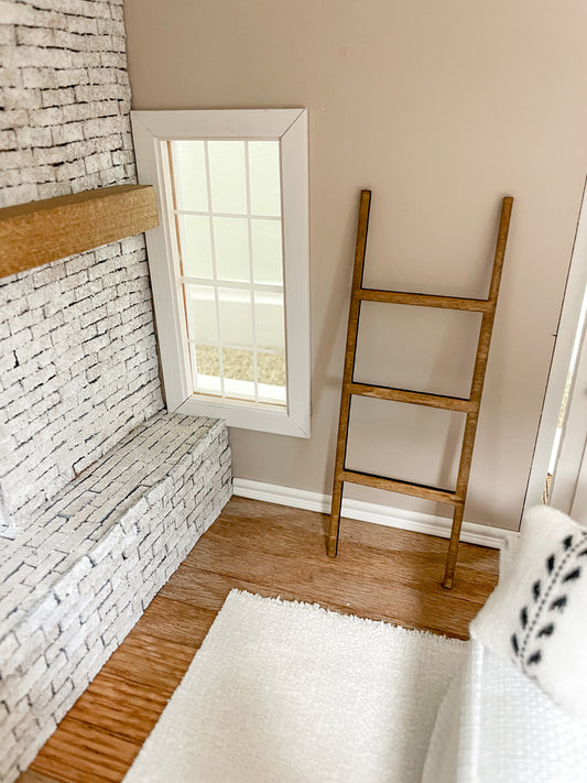 Dollhouse Miniature Blanket Ladder, Dollhouse Ladder, Mini Decor, Dollhouse Accessories, Dollhouse Blanket Holder, 1:12 Scale