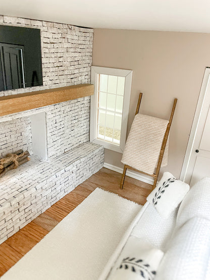 Dollhouse Miniature Blanket Ladder, Dollhouse Ladder, Mini Decor, Dollhouse Accessories, Dollhouse Blanket Holder, 1:12 Scale