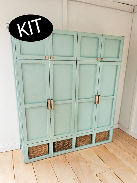 Dollhouse Miniature Cabinet KIT (Unpainted), Dollhouse Cabinets with Baskets, Mini Decor, Dollhouse Accessories, Mini Cabinet, 1:12 Scale