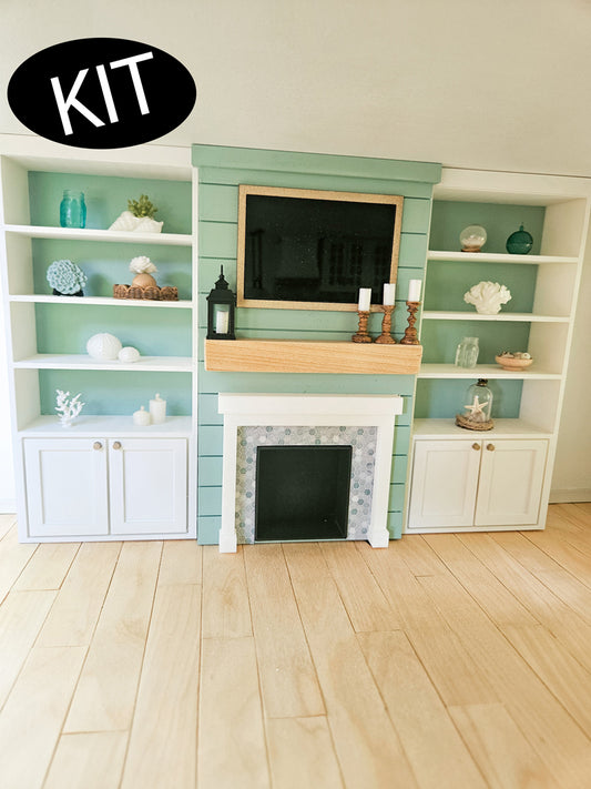 Dollhouse Miniature Fireplace KIT, Dollhouse Entertainment Center, Mini Decor, Dollhouse Accessories, Mini Fireplace, 1:12 Scale