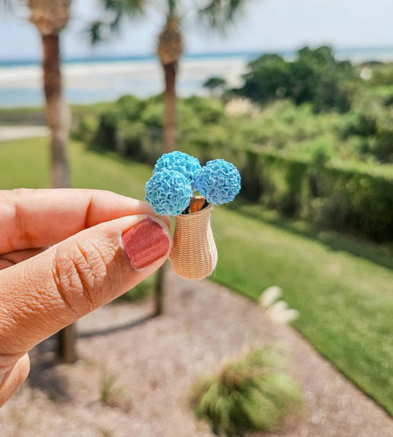 Dollhouse Miniature Hydrangeas, Dollhouse Plants, Dollhouse Decorations, Mini Plant, Mini Decor, 1:12 Scale, Stained Dollhouse Vase
