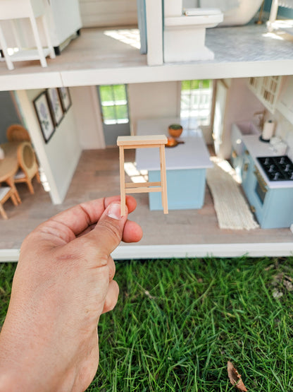 Dollhouse Bar Stool, Mini Bar Stool for Your Dollhouse Kitchen Island, 1:12 Scale Mini Kitchen