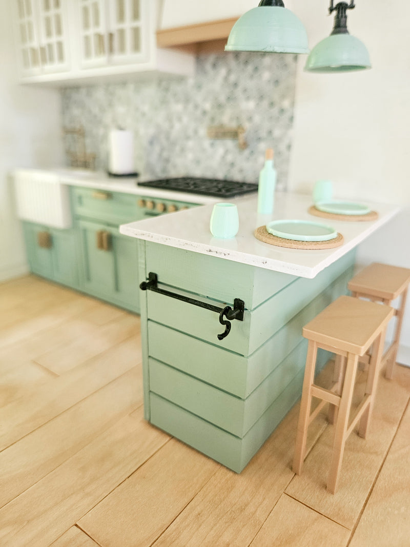 Dollhouse Miniature Rack, 1:12 Scale, Mini Kitchen Rack with S Hooks, Dollhouse Kitchen Decor