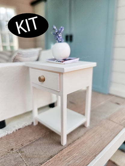 Dollhouse Miniature End Table with Opening Drawer (Unpainted), Dollhouse Nightstand, Mini Decor, Mini End Table, Bedroom Nightstand, 1:12 Scale