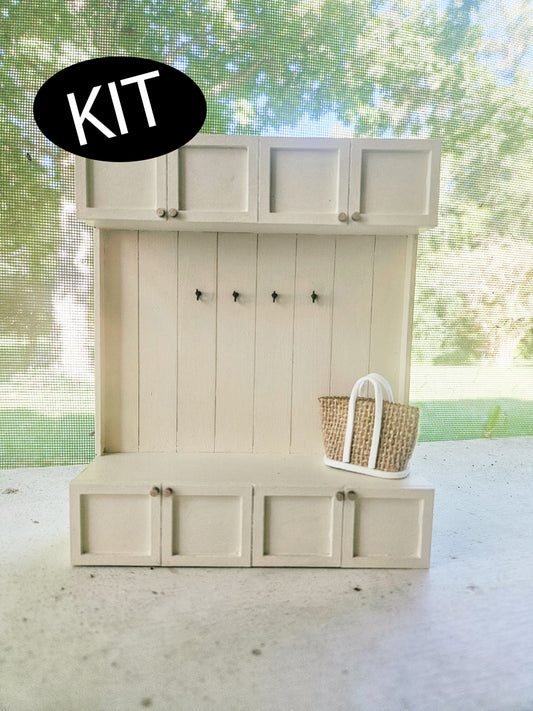 Dollhouse Miniature Mudroom Cabinet KIT, Dollhouse Cabinets, Mini Decor, Dollhouse Accessories, Mini Entryway Cabinet, 1:12 Scale