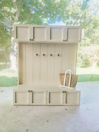 Dollhouse Miniature Mudroom Cabinet KIT, Dollhouse Cabinets, Mini Decor, Dollhouse Accessories, Mini Entryway Cabinet, 1:12 Scale