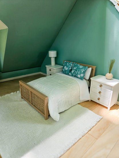 Dollhouse Miniature Coastal Bed Frame, Dollhouse Bed, Mini Decor, Dollhouse Accessories, Mini Bed, Mini Bedroom Furniture, 1:12 Scale