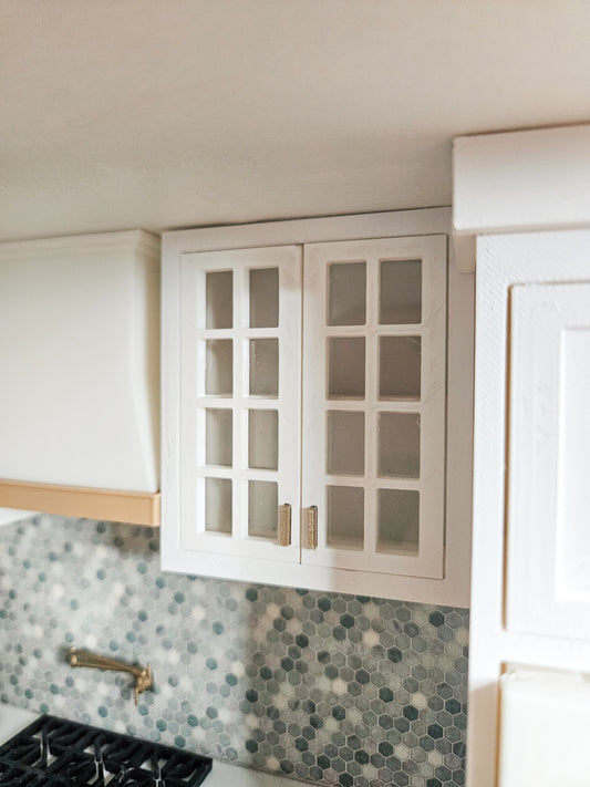 Dollhouse Kitchen Upper Cabinets (Unpainted), Miniature Food, 1:12 Scale, Mini Kitchen With Opening Doors
