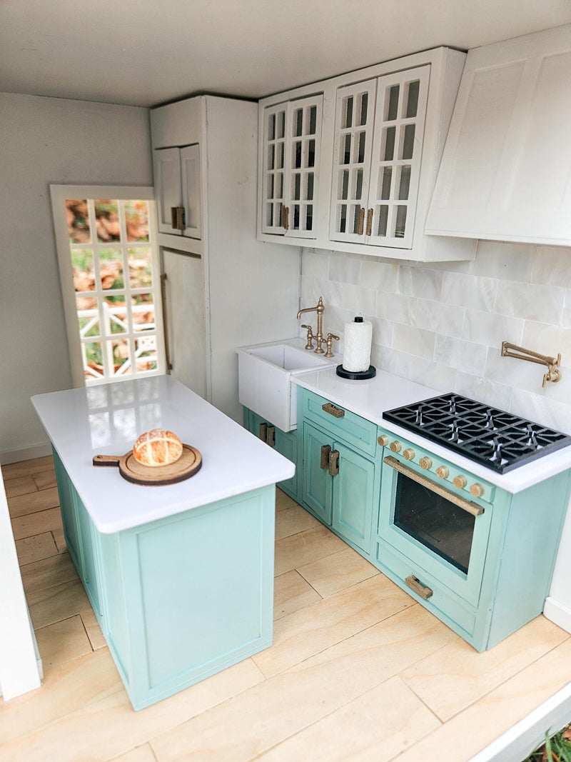 Dollhouse Small Kitchen Island (Unpainted), Mini Island for Your Miniature Food, 1:12 Scale Mini Kitchen