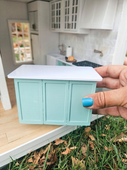 Dollhouse Small Kitchen Island (Unpainted), Mini Island for Your Miniature Food, 1:12 Scale Mini Kitchen