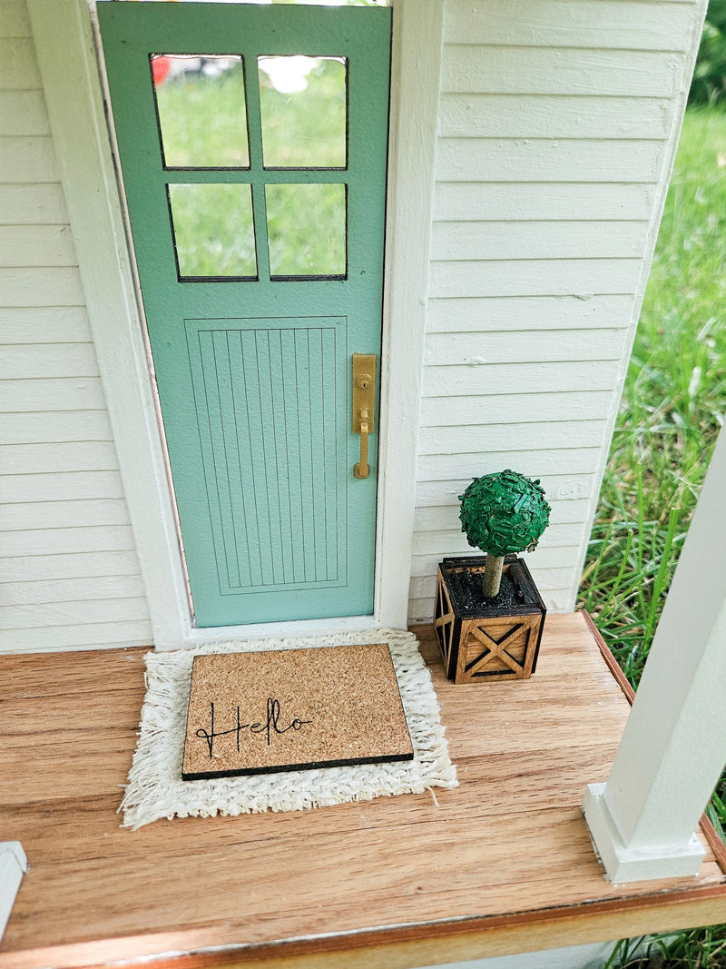 Dollhouse Miniature Woven “Hello” Welcome Mat, Miniature Door Mat, Door Rug, Dollhouse Textiles, 1:12 Scale