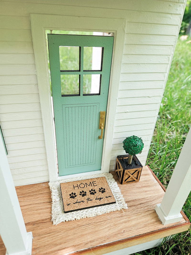 Dollhouse Miniature Woven “Home is Where the Dogs Are” Welcome Mat, Miniature Door Mat, Door Rug, Dollhouse Textiles, 1:12 Scale
