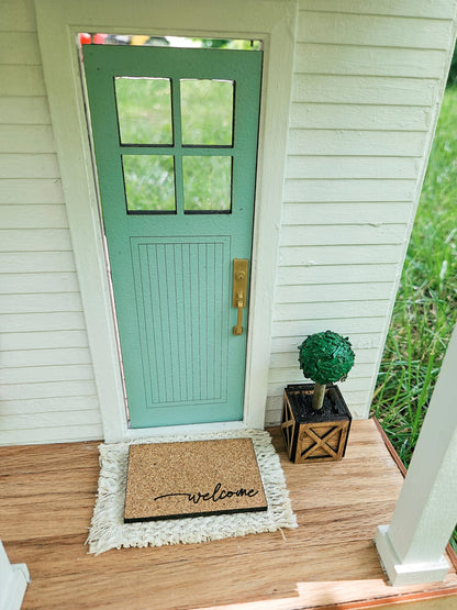 Dollhouse Miniature Woven Welcome Mat, Miniature Door Mat, Door Rug, Dollhouse Textiles, 1:12 Scale