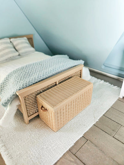 Dollhouse Miniature Wicker Trunk with Opening Lid, Dollhouse Trunk with Handles, Mini Decor, Dollhouse Accessories, Mini Box, 1:12 Scale $20.00