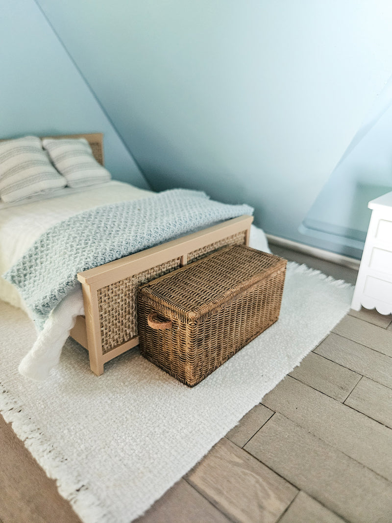 Dollhouse Miniature Wicker Trunk with Opening Lid, Dollhouse Trunk with Handles, Mini Decor, Dollhouse Accessories, Mini Box, 1:12 Scale $20.00