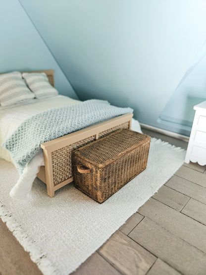 Dollhouse Miniature Wicker Trunk with Opening Lid, Dollhouse Trunk with Handles, Mini Decor, Dollhouse Accessories, Mini Box, 1:12 Scale $20.00