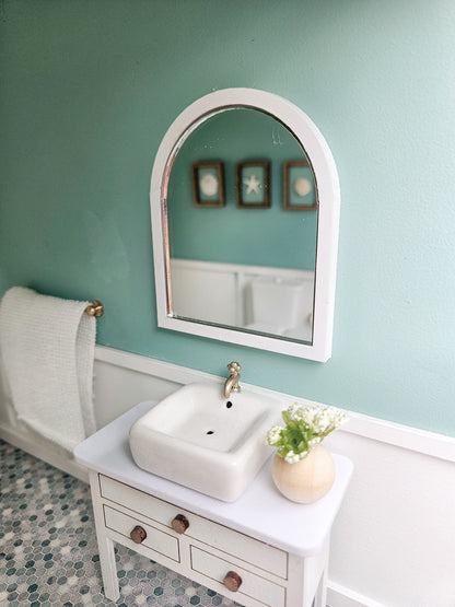 Dollhouse Miniature Arch Mirror, Dollhouse Bathroom Mirror, Mini Decor, Dollhouse Accessories, Mini Mirror, Decorative Mirror, 1:12 Scale