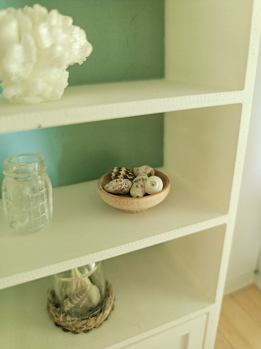 Dollhouse Miniature Bowl of Shells, Dollhouse Beach Decor, Mini Decor, Dollhouse Accessories, Mini Accessories, 1:12 Scale