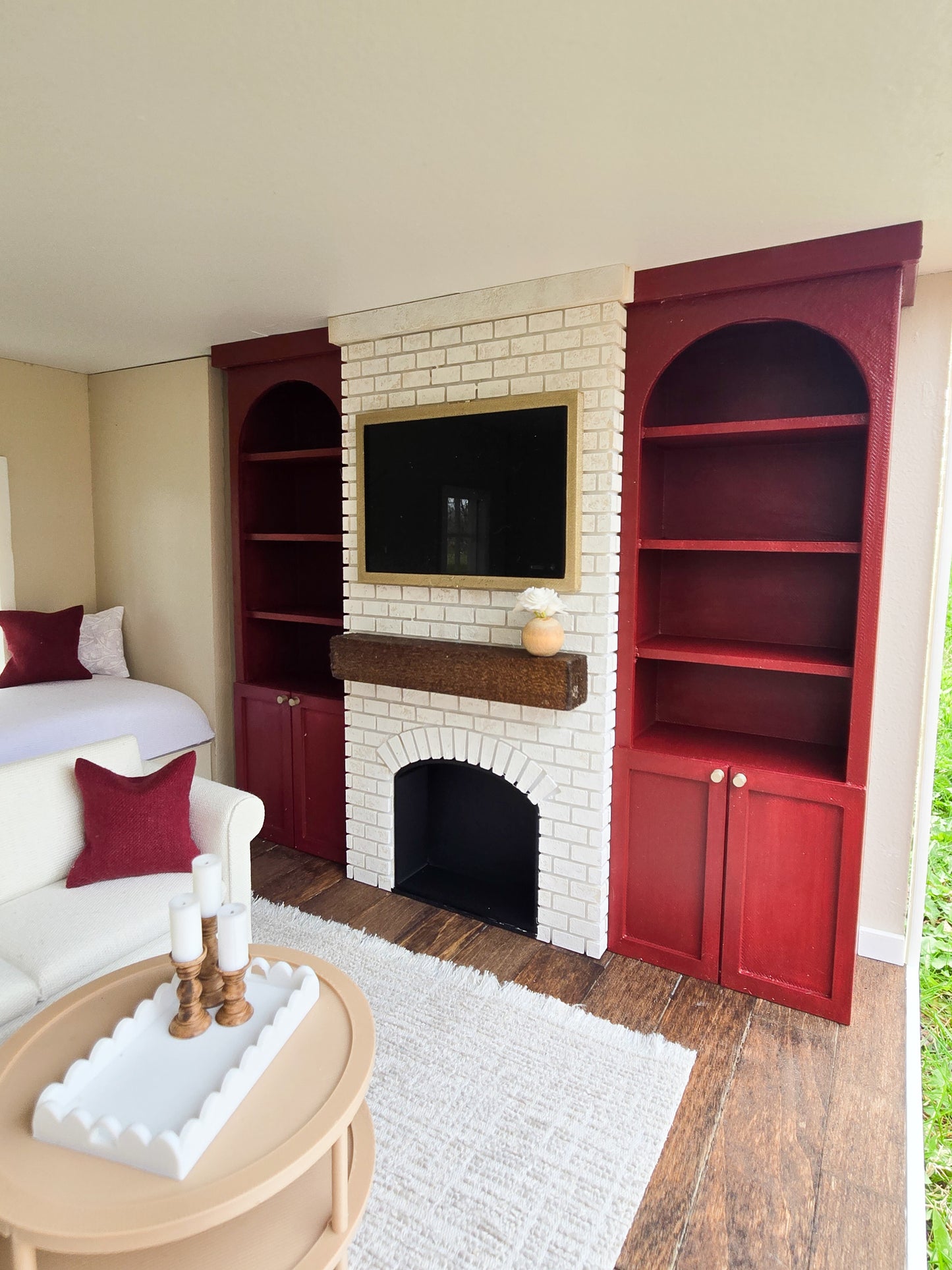 Dollhouse Miniature Fireplace KIT, Dollhouse Entertainment Center, Mini Decor, Dollhouse Accessories, Mini Fireplace, 1:12 Scale