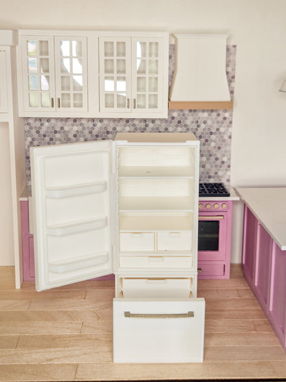 Dollhouse Kitchen Single Door Fridge (Unpainted), Miniature Food, 1:12 Scale, Mini Refrigerator with Opening Doors