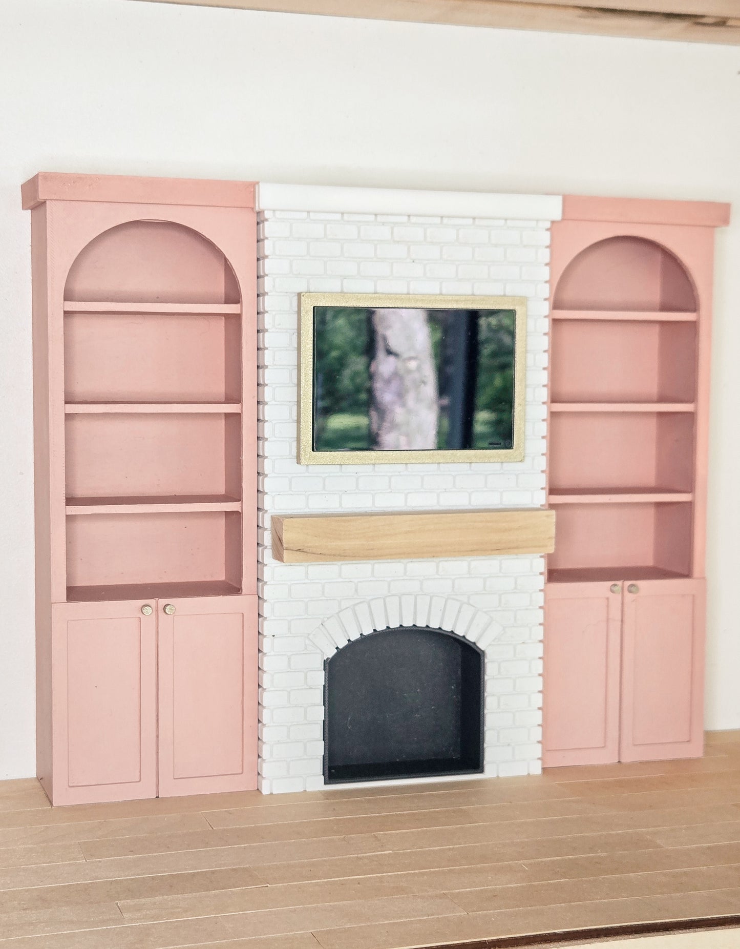 Dollhouse Miniature Fireplace KIT, Dollhouse Entertainment Center, Mini Decor, Dollhouse Accessories, Mini Fireplace, 1:12 Scale
