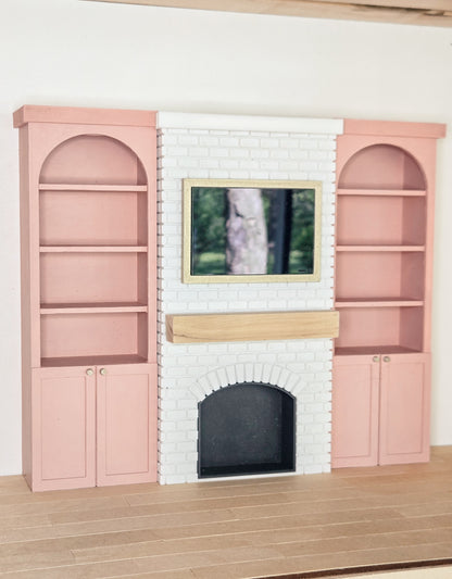 Dollhouse Miniature Fireplace KIT, Dollhouse Entertainment Center, Mini Decor, Dollhouse Accessories, Mini Fireplace, 1:12 Scale